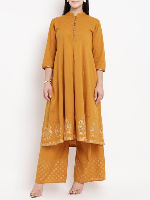 foil printed kurta with palazzo set - 15620570 - Very Small Image - 1