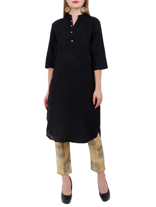 buttoned placket kurta with pant set - 15621182 - Very Small Image - 1