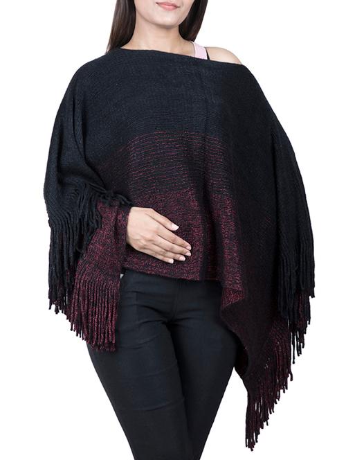 single shoulder fringed hem poncho - 15621637 - Very Small Image - 1