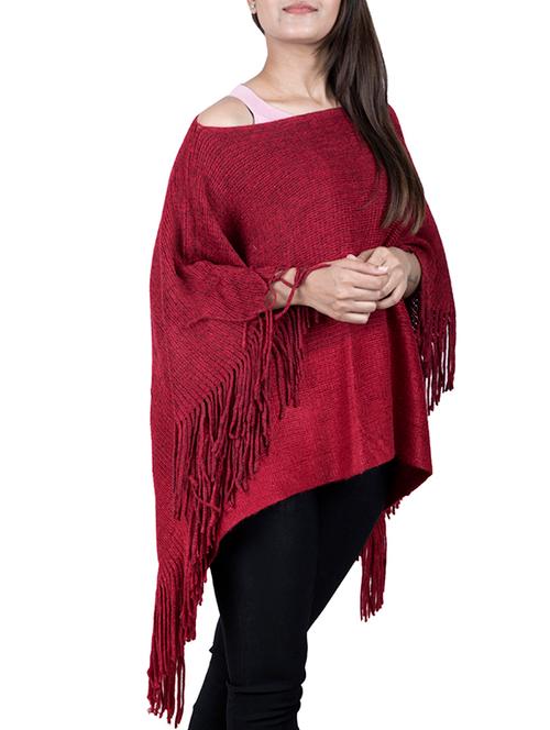 single shoulder fringed hem poncho - 15621640 - Very Small Image - 1
