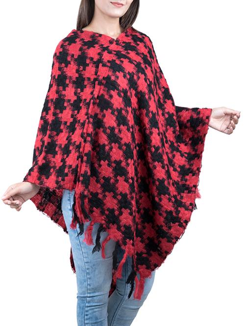 v neck fringed hem poncho - 15621642 - Very Small Image - 1