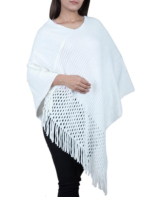 rib knit fringed hem poncho - 15621645 - Very Small Image - 1