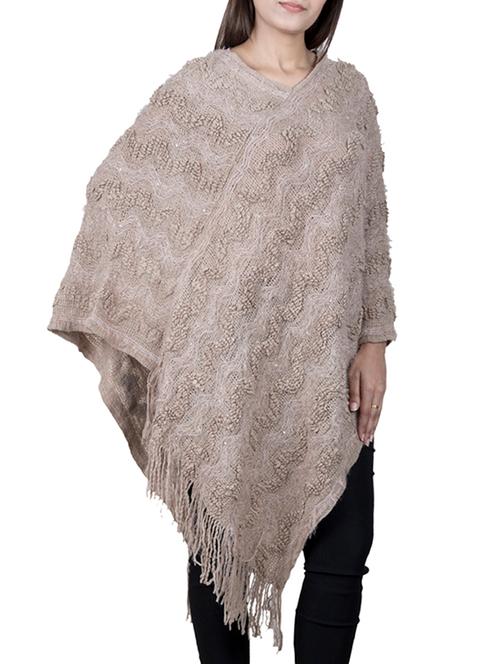 fringe detail woolen poncho - 15621663 - Very Small Image - 1