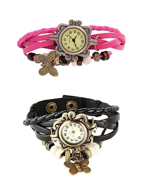 set of 2 round dial analog watch combo - 15621968 - Very Small Image - 1