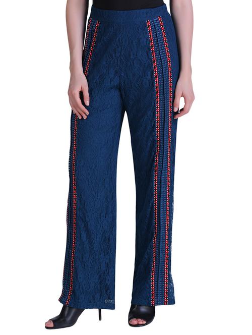 side taped lace wide leg trouser - 15622160 - Very Small Image - 1