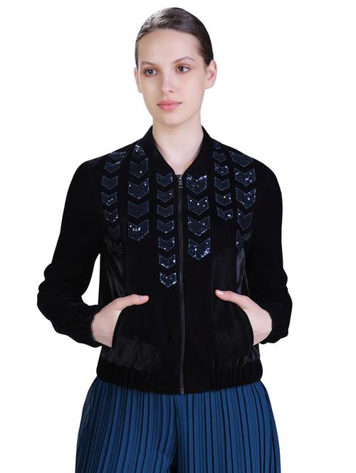 sequined detail varsity jacket - 15622166 - Very Small Image - 1