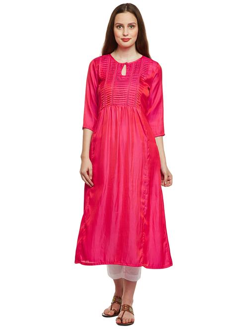 art silk a-line pintucks kurta - 15622386 - Very Small Image - 1