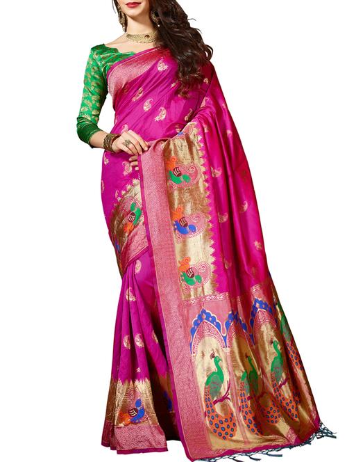 zari conversational woven saree with blouse - 15622770 - Very Small Image - 1