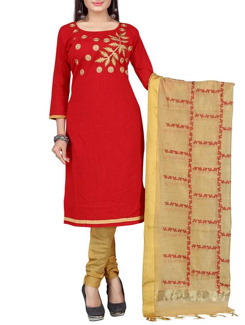 embroidered unstitched churidaar suit - 15623321 - Very Small Image - 1