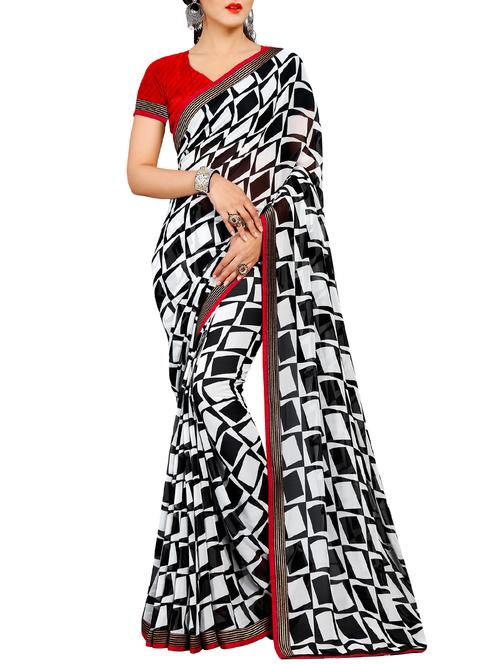 geomterical printed saree with blouse - 15623604 - Very Small Image - 1