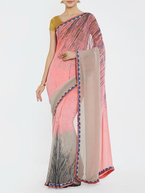 abstract printed saree with blouse - 15623791 - Very Small Image - 1