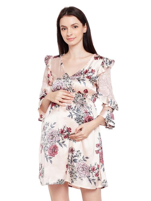 ruffled detail bell sleeved maternity dress - 15624399 - Very Small Image - 1