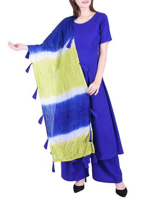 a-line solid kurta with tassels - 15624786 - Very Small Image - 1
