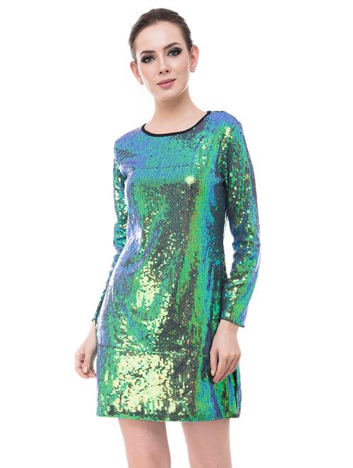 keyhole back sequins shift dress - 15624976 - Very Small Image - 1