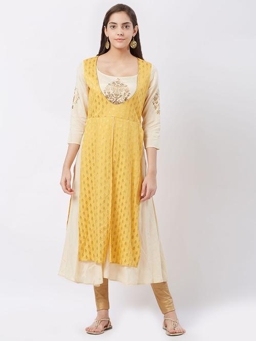 foil printed layered kurta - 15625188 - Very Small Image - 1