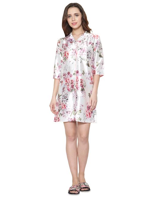 notch collar floral sleepshirt - 15625225 - Very Small Image - 1