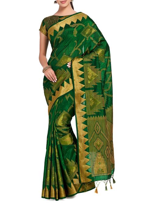 geometrical zari motif woven saree with blouse - 15625414 - Very Small Image - 1