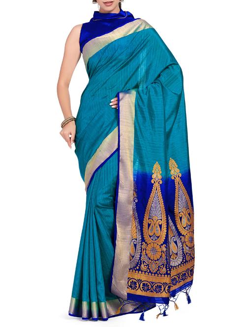 paisley zari pallu woven saree with blouse - 15625473 - Very Small Image - 1