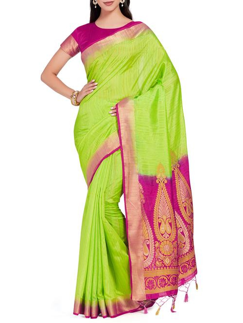 paisley zari pallu woven saree with blouse - 15625474 - Very Small Image - 1