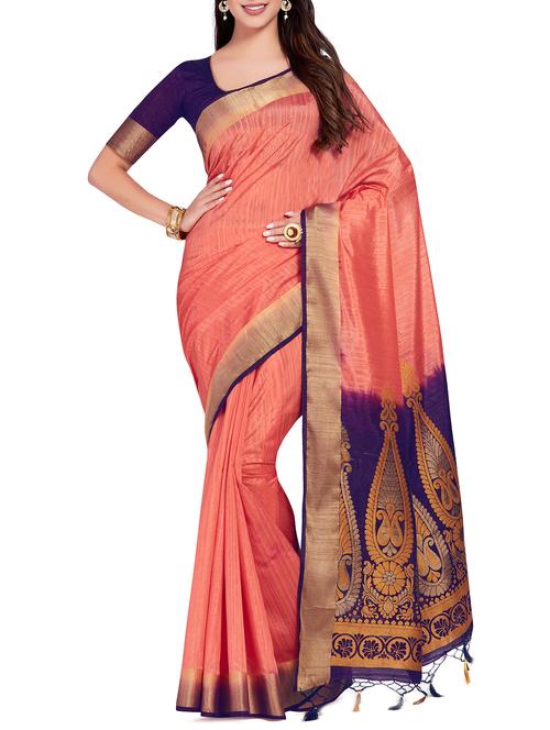 paisley zari pallu woven saree with blouse - 15625476 - Very Small Image - 1