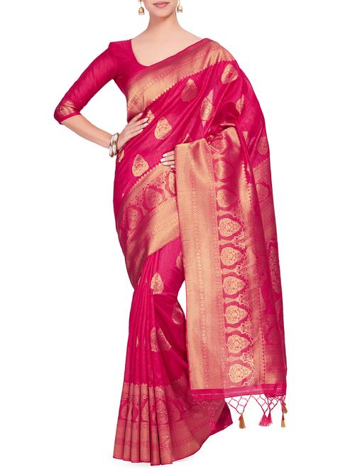 gold zari motif kanjivaram saree with blouse - 15625507 - Very Small Image - 1
