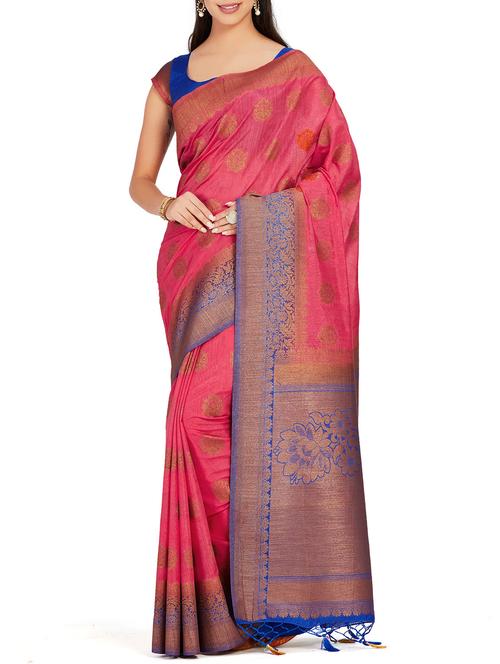 women's self design peach colored saree with blouse - 15625527 - Very Small Image - 1