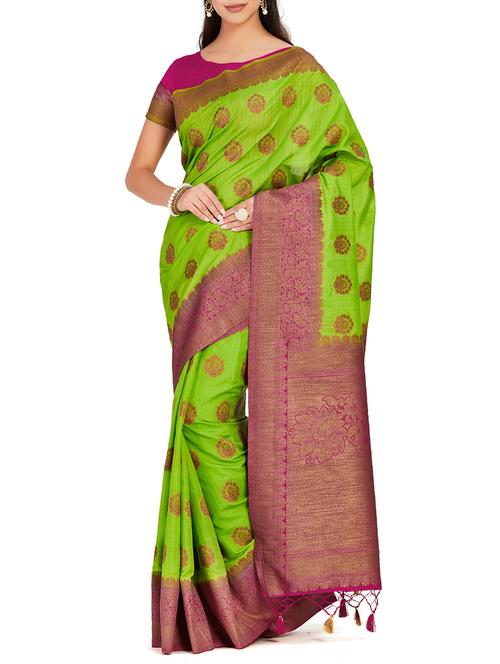 women's self design green colored saree with blouse - 15625531 - Very Small Image - 1