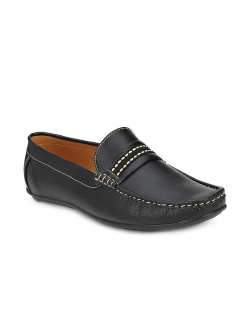 black leatherette slip on loafers - 15625672 - Very Small Image - 1