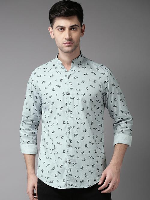 blue cotton casual shirt - 15626126 - Very Small Image - 1