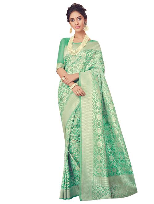 silver zari  banarasi saree - 15626859 - Very Small Image - 1