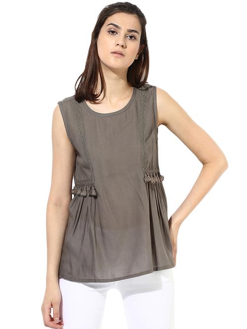 tassel detailed gathered a-line top - 15627938 - Very Small Image - 1