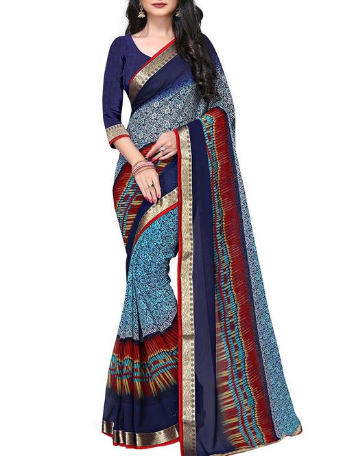 ditsy floral printed saree with blouse - 15628237 - Very Small Image - 1