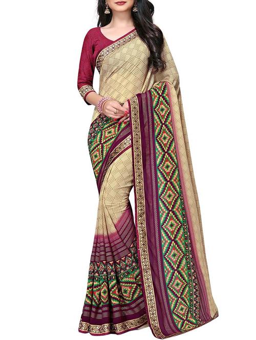 geometrical printed saree with blouse - 15628258 - Very Small Image - 1