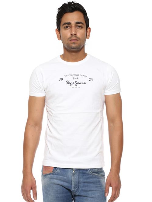 white cotton chest print t-shirt - 15628490 - Very Small Image - 1