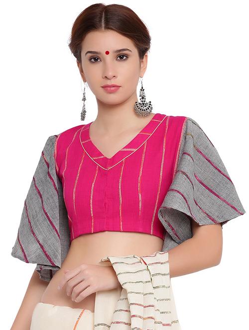 self-design flared sleeved blouse - 15629109 - Very Small Image - 1