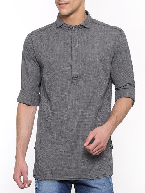 black cotton short kurta - 15629490 - Very Small Image - 1