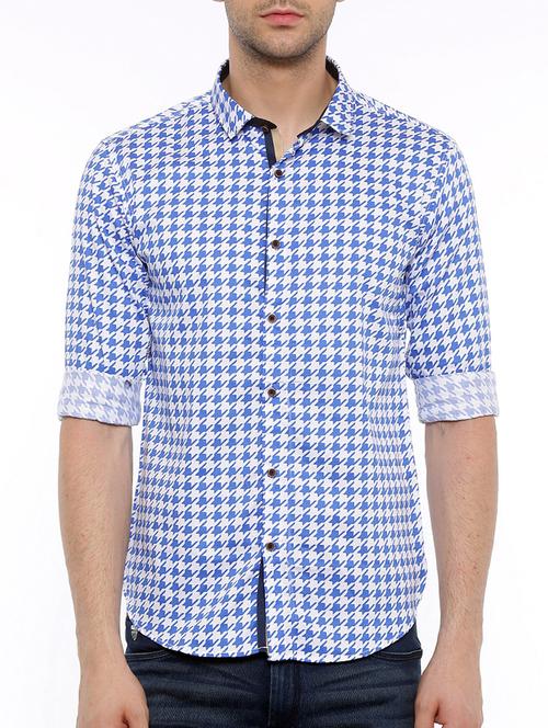 blue cotton casual shirt - 15629495 - Very Small Image - 1