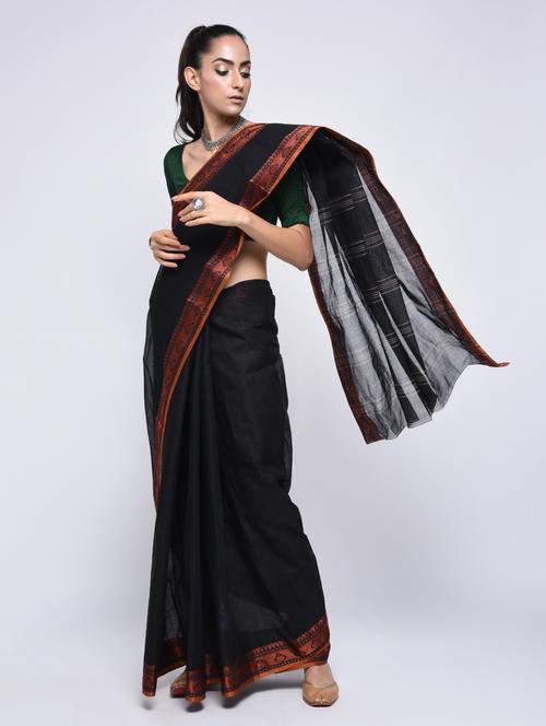 Contrast bordered tangail saree - 15629720 - Very Small Image - 1
