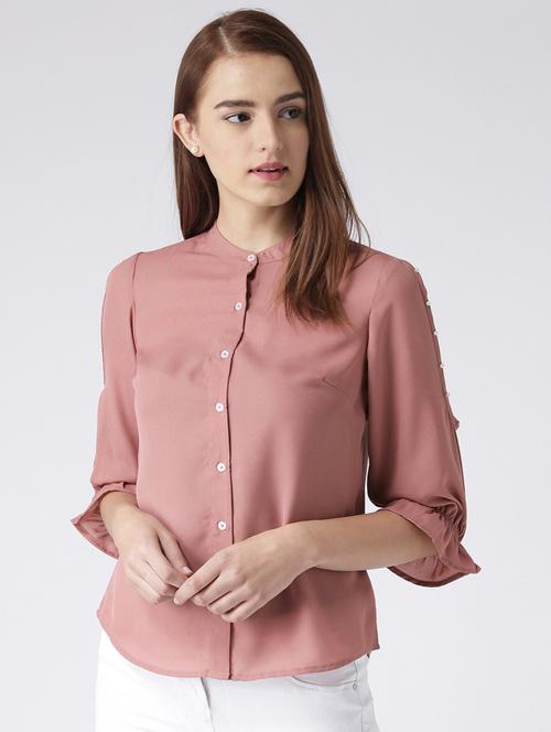 pearl embellished slit sleeved shirt - 15630117 - Very Small Image - 1