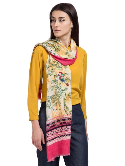 beige woolen stole - 15630251 - Very Small Image - 1