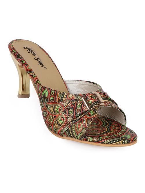 printed slip on cone heel sandal - 15631229 - Very Small Image - 1