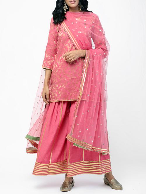gota patti chanderi sharara suit with dupatta - 15635851 - Very Small Image - 1