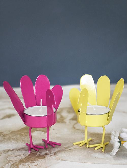 color palette yellow and pink wing bird t light holders - small - 15636703 - Very Small Image - 1