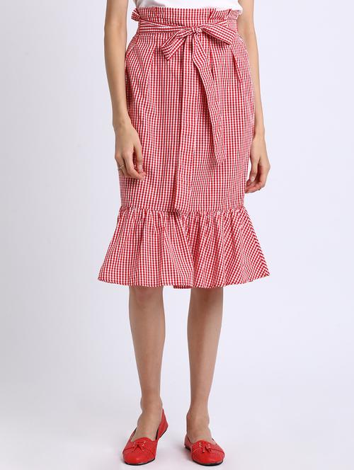 checkered tie up waist skirt - 15637130 - Very Small Image - 1