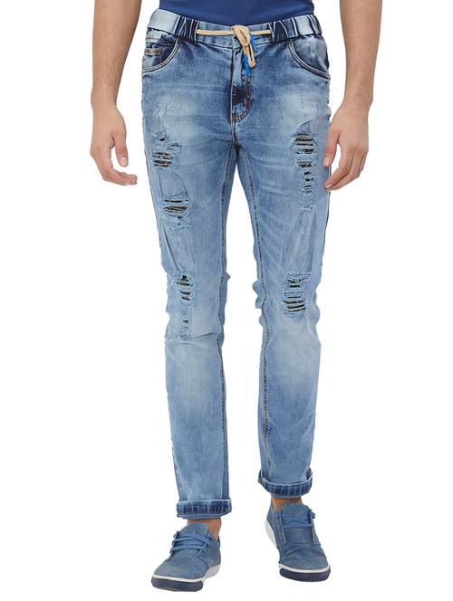 blue cotton ripped jeans - 15637183 - Very Small Image - 1