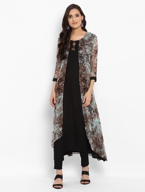 printed layered kurta - 15640761 - Very Small Image - 1
