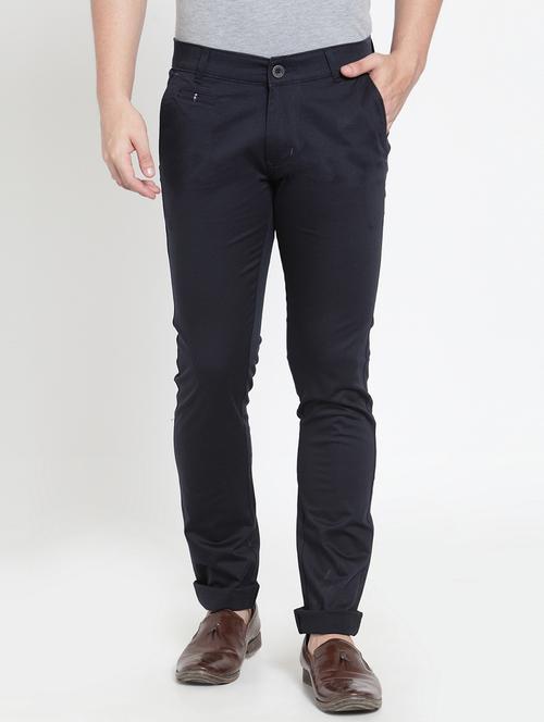 navy blue cotton chinos - 15640806 - Very Small Image - 1