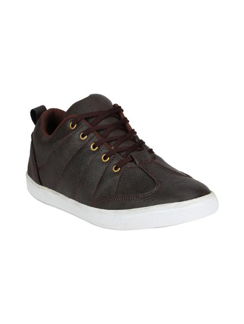brown leatherette lace up sneakers - 15641342 - Very Small Image - 1