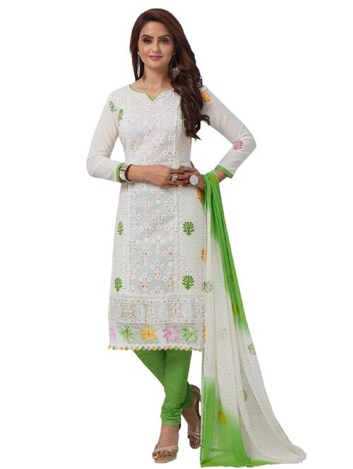 embroidered unstitched churidaar suit - 15641439 - Very Small Image - 1