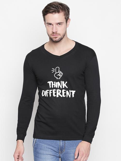 black cotton chest print t-shirt - 15641551 - Very Small Image - 1